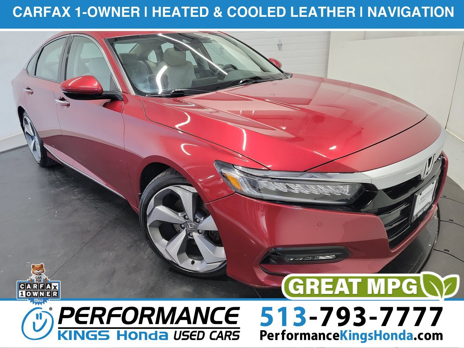 Used 2018 Radiant Red Metallic Honda Touring 1.5T image 1