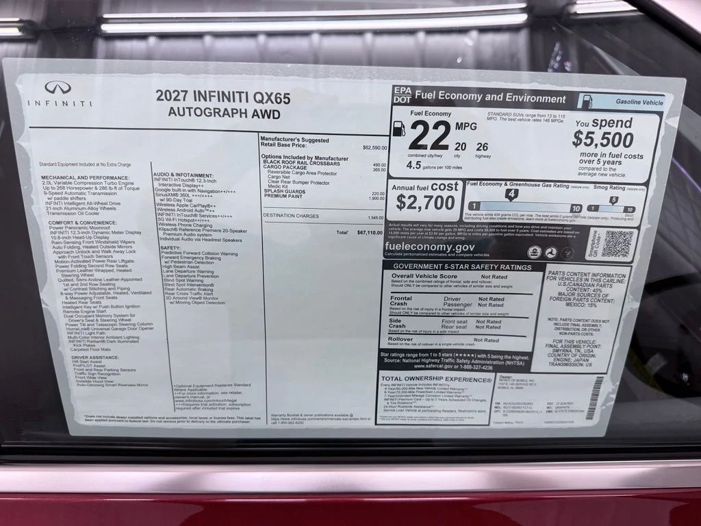 New 2027 2T SUN RED INFINITI Autograph AWD image 47