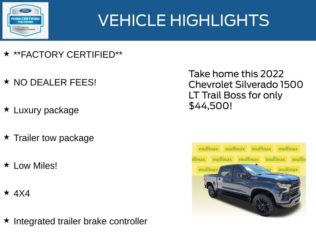 Certified Used 2022 Blue Chevrolet LT Trail Boss image 12