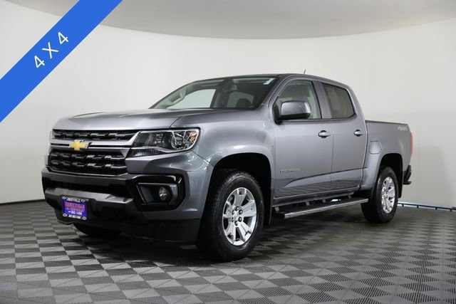 Gray (Satin Steel Metallic) 2022 Chevrolet Colorado LT Crew Cab 4WD Pickup Truck Four-Wheel Drive
