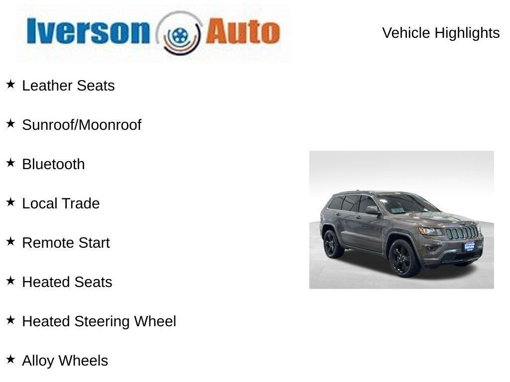 Used 2015 Jeep Grand Cherokee Altitude with VIN 1C4RJFAG9FC720987 for sale in Huron, SD