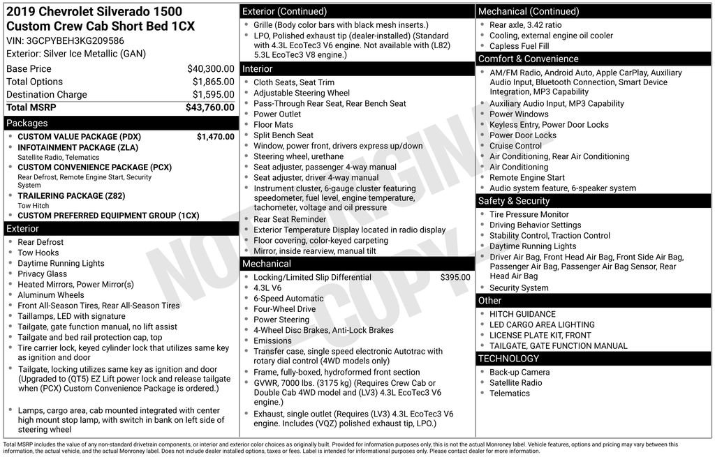 Used 2019 Silver Chevrolet Custom image 8