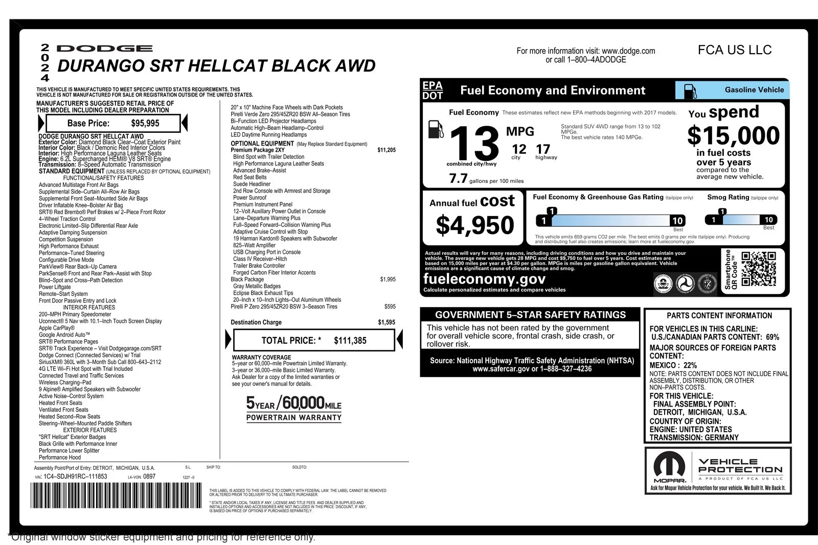 Used 2024 DB Black Clearcoat Dodge SRT Hellcat Premium AWD image 2