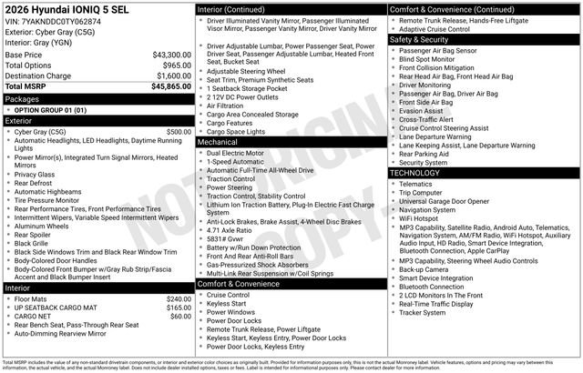 New 2026 Gray Hyundai SEL image 4