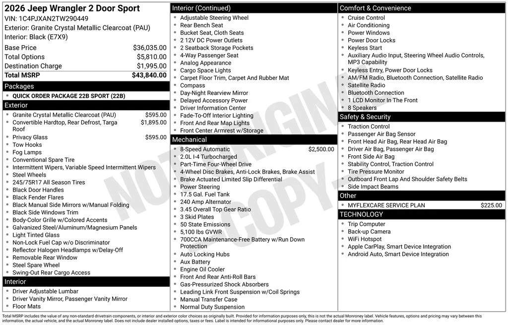 New 2026 Granite Crystal Metallic Clearcoat Jeep Sport image 34