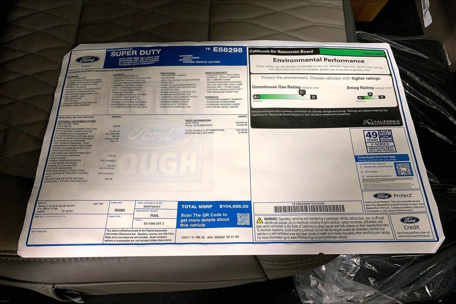 New 2026 Star White Metallic Tri-Coat Ford F-250® Platinum® image 21