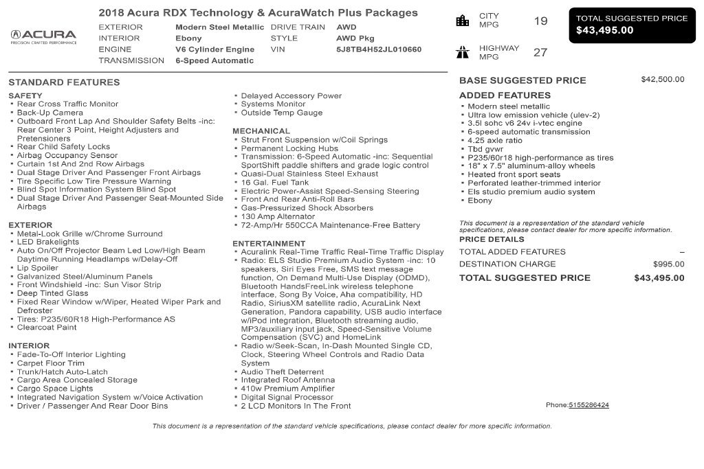 Used 2018 Gray Acura Technology Package image 3