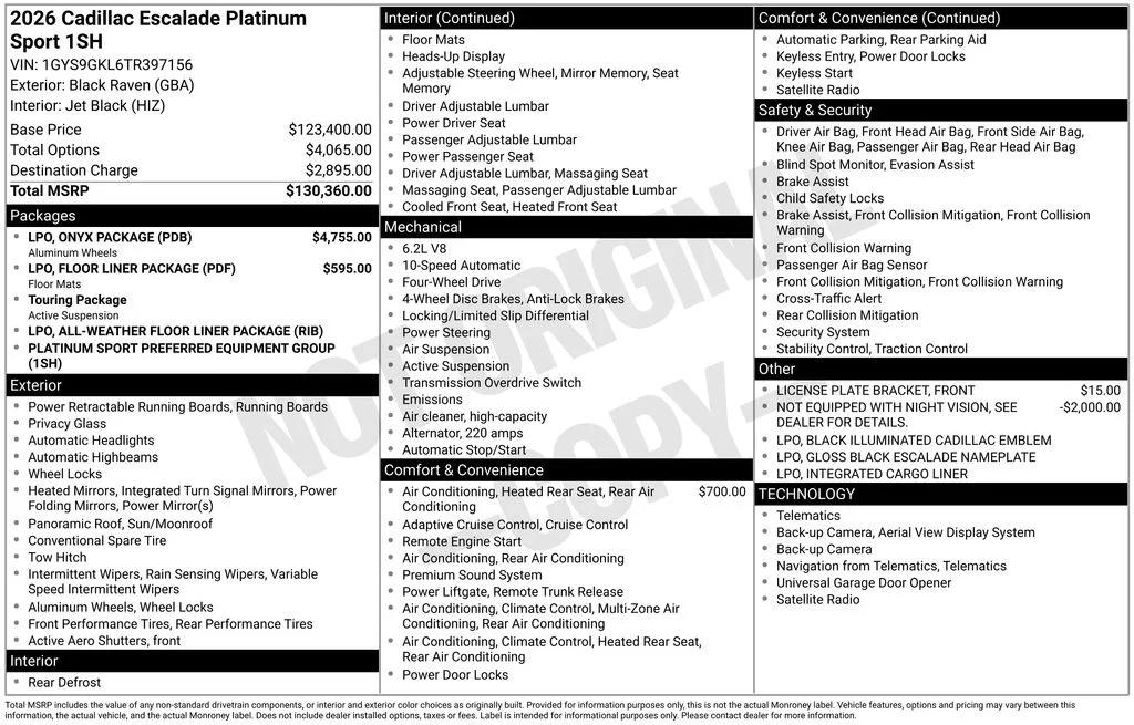 New 2026 Black Cadillac Platinum Sport image 35