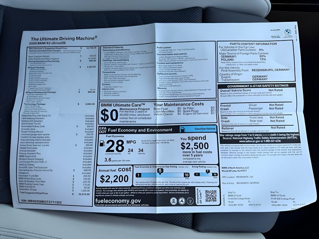New 2026 Black Sapphire Metallic BMW xDrive28i image 25