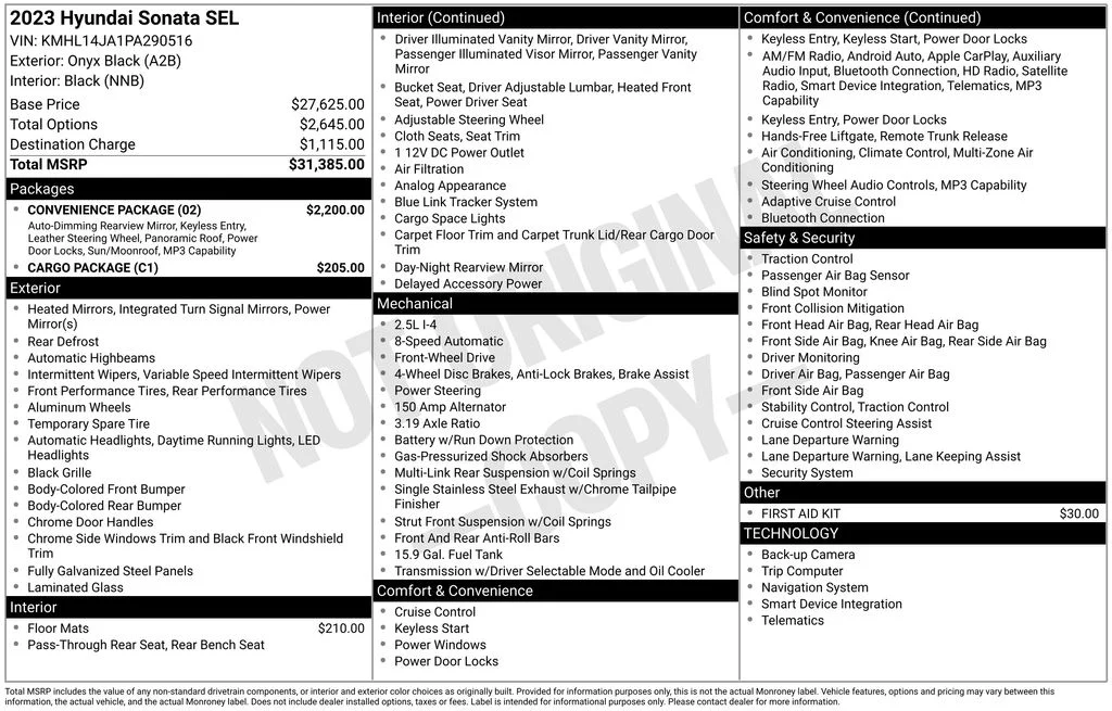 Used 2023 Onyx Black Hyundai SEL image 38