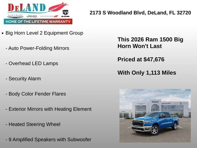 New 2026 Hydro Blue Pearl-Coat Exterior Paint RAM Big Horn/Lone Star image 24