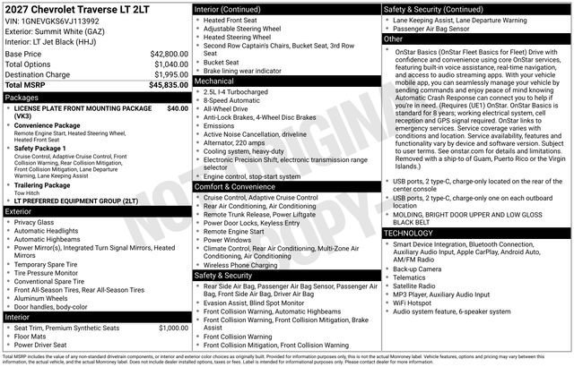 New 2027 Summit White Chevrolet LT image 31