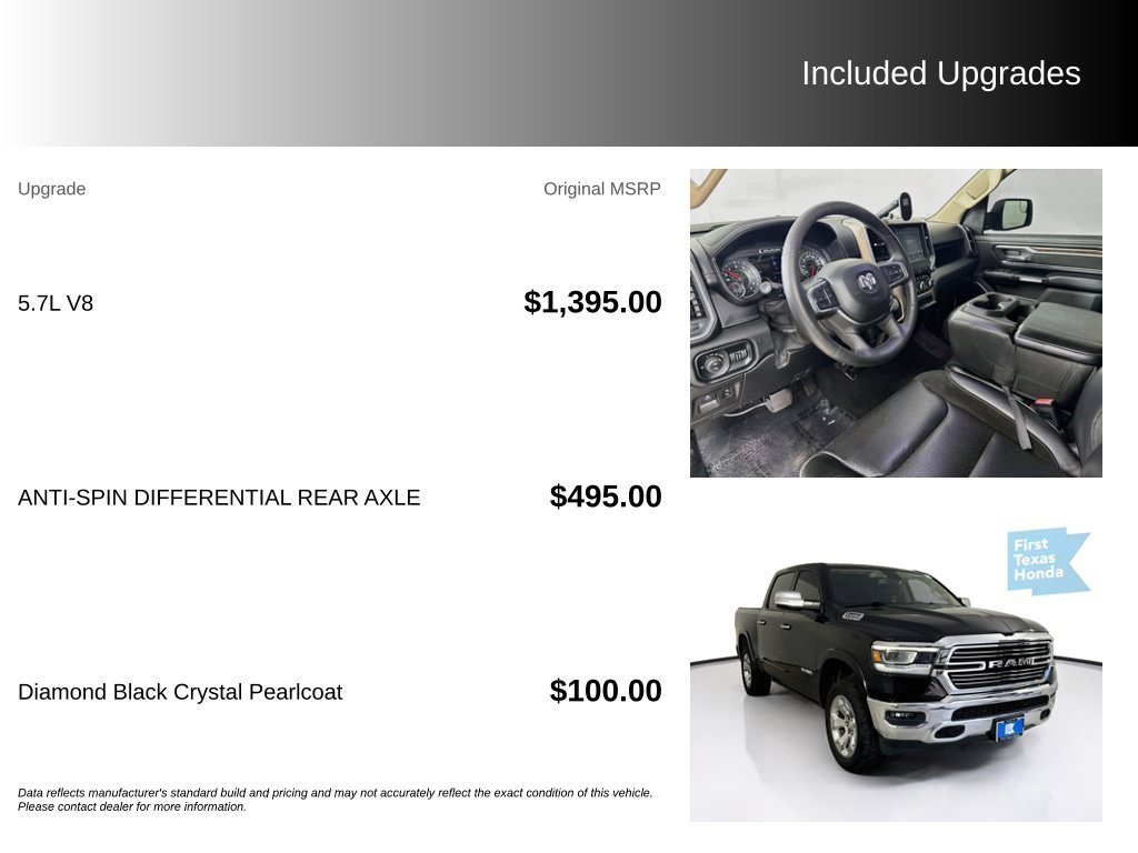 Used 2019 Diamond Black Crystal Pearlcoat Ram Laramie image 5
