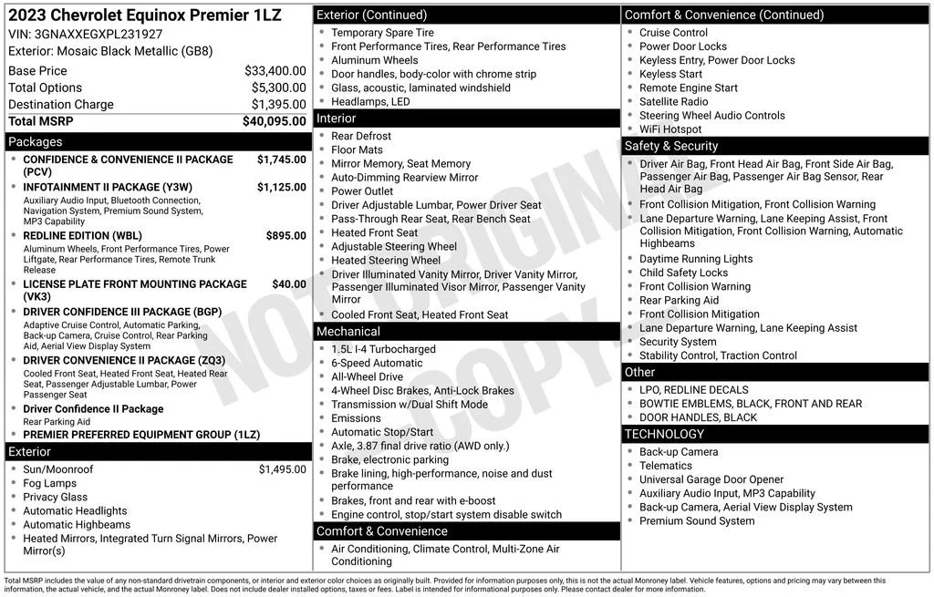 Used 2023 Mosaic Black Metallic Chevrolet Premier image 2