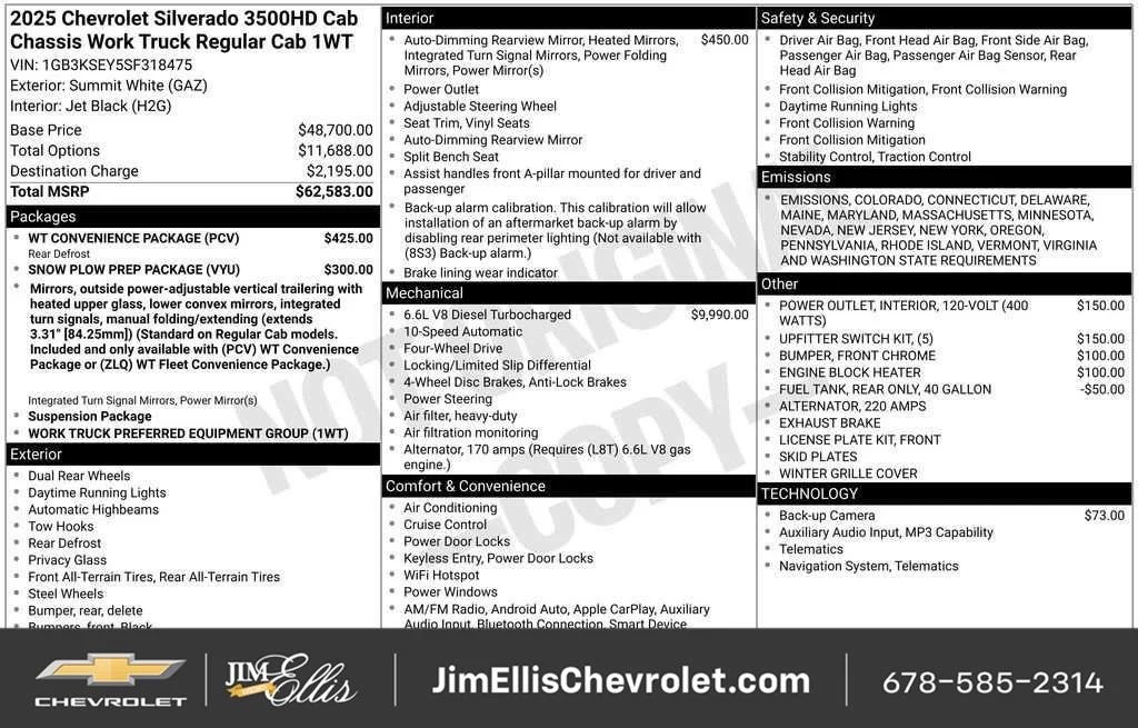 New 2025 Summit White Chevrolet Work Truck image 4