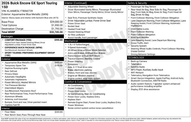 Certified Used 2026 Blue Buick Sport Touring image 23