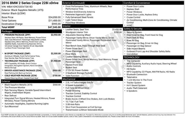 2016 BMW 2 Series 228i xDrive