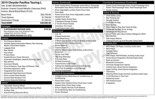 Used 2019 Gray Chrysler Touring L image 2