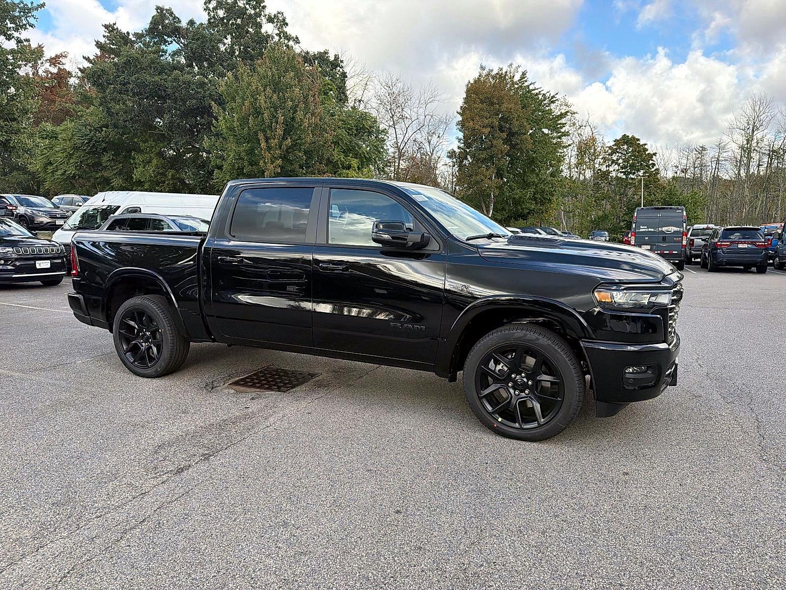 New 2027 Diamond Black Crystal Pearl-Coat Exterior Paint RAM Laramie Crew Cab 4x4 5