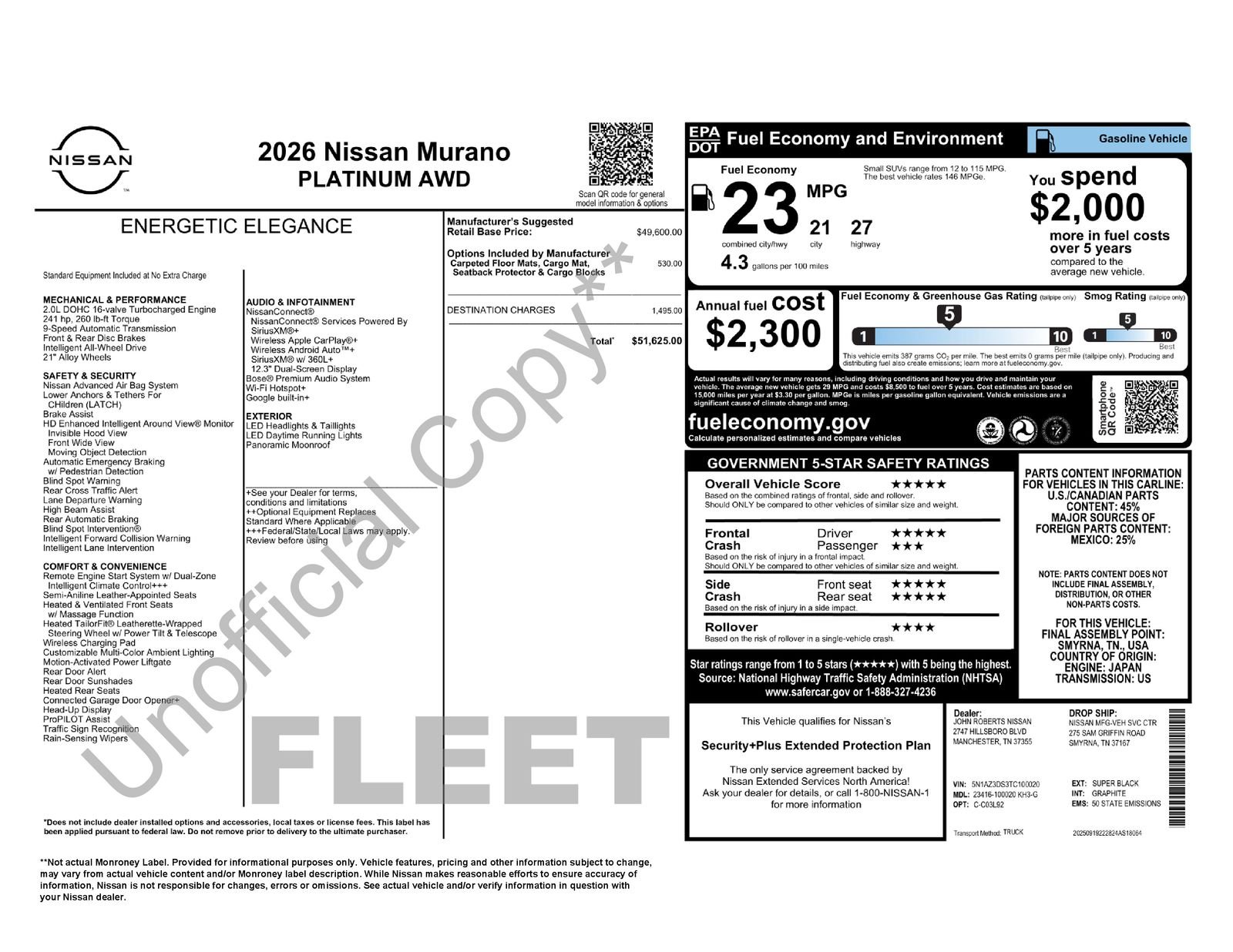 Certified Used 2026 Super Black Nissan Platinum image 2