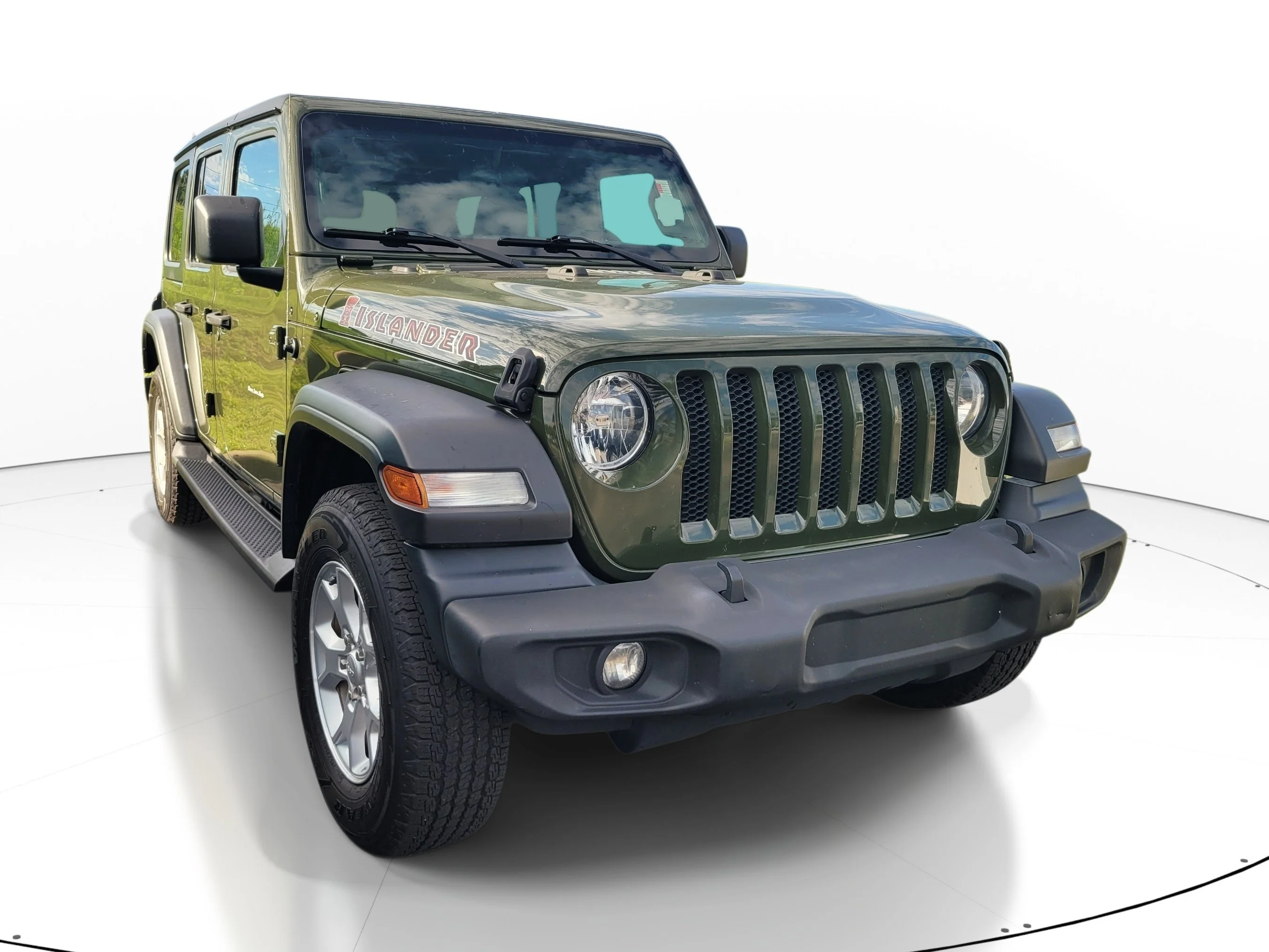 Used 2021 Sarge Green Clearcoat Jeep Unlimited Islander image 1