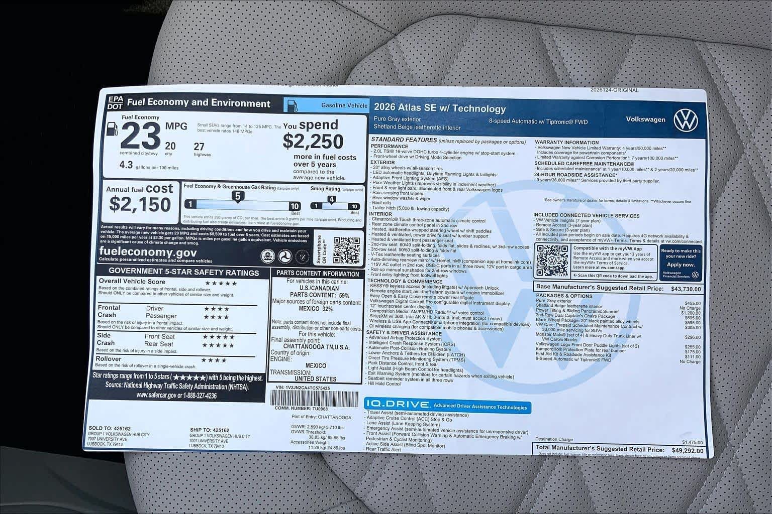 New 2026 Pure Gray Volkswagen 2.0T SE w/Technology image 22