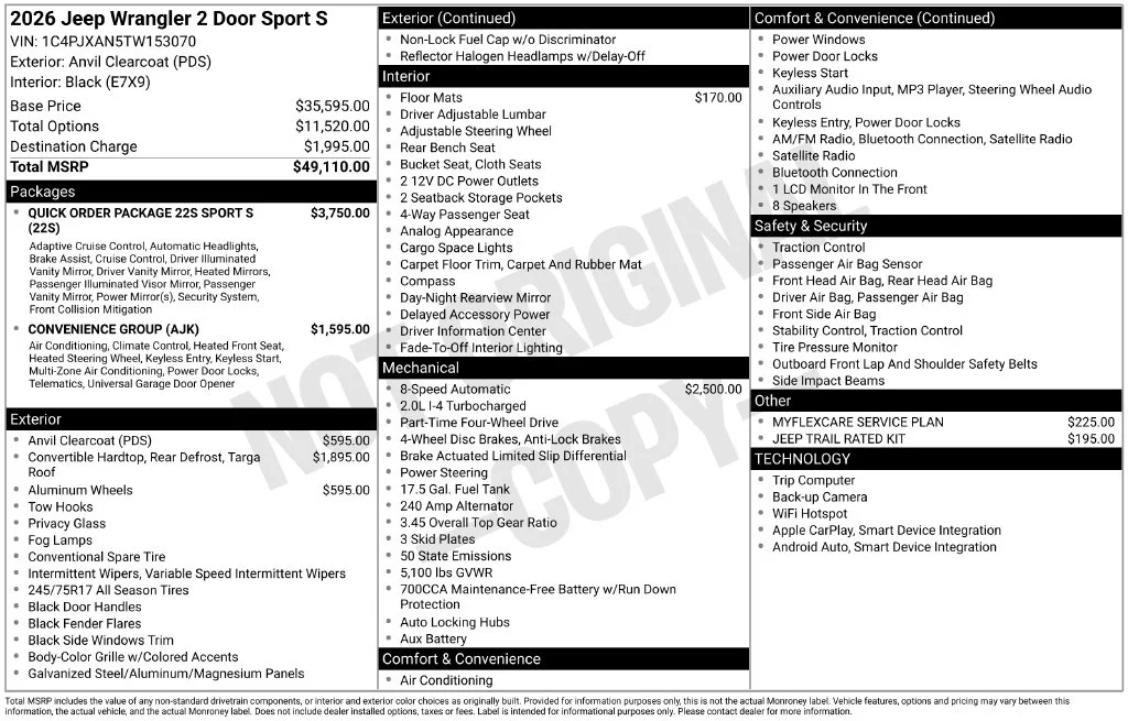 New 2026 Gray Jeep Sport S image 46