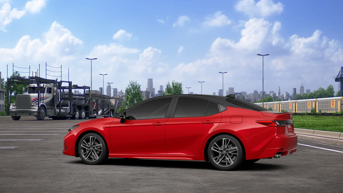 New 2026 Supersonic Red with Midnight Black Metallic roof Toyota XSE image 5