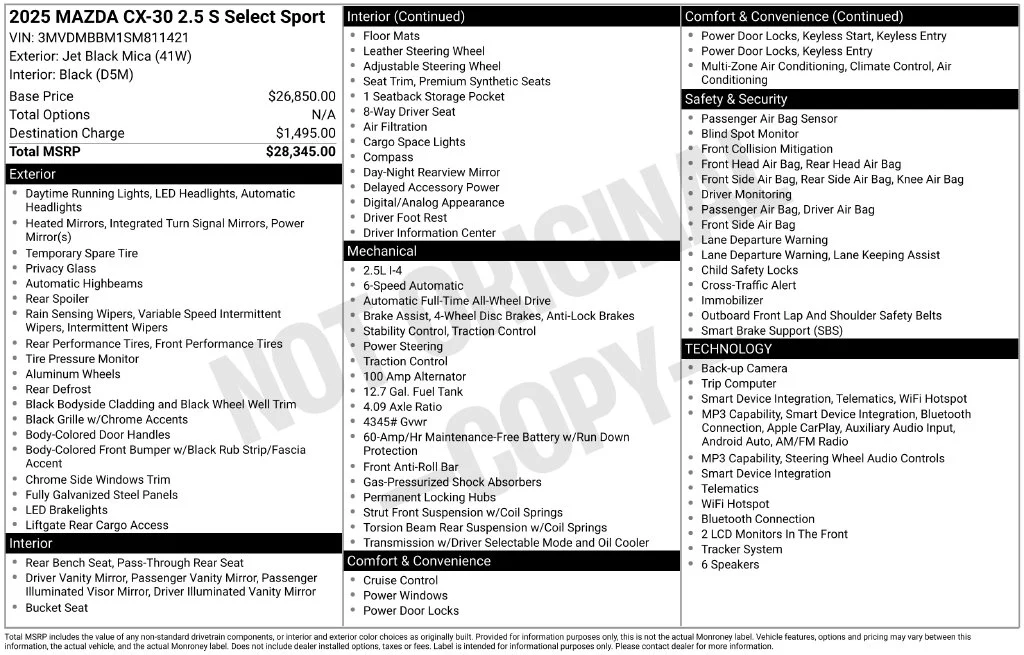 Certified Used 2025 Black Mazda 2.5 S Select Sport image 3