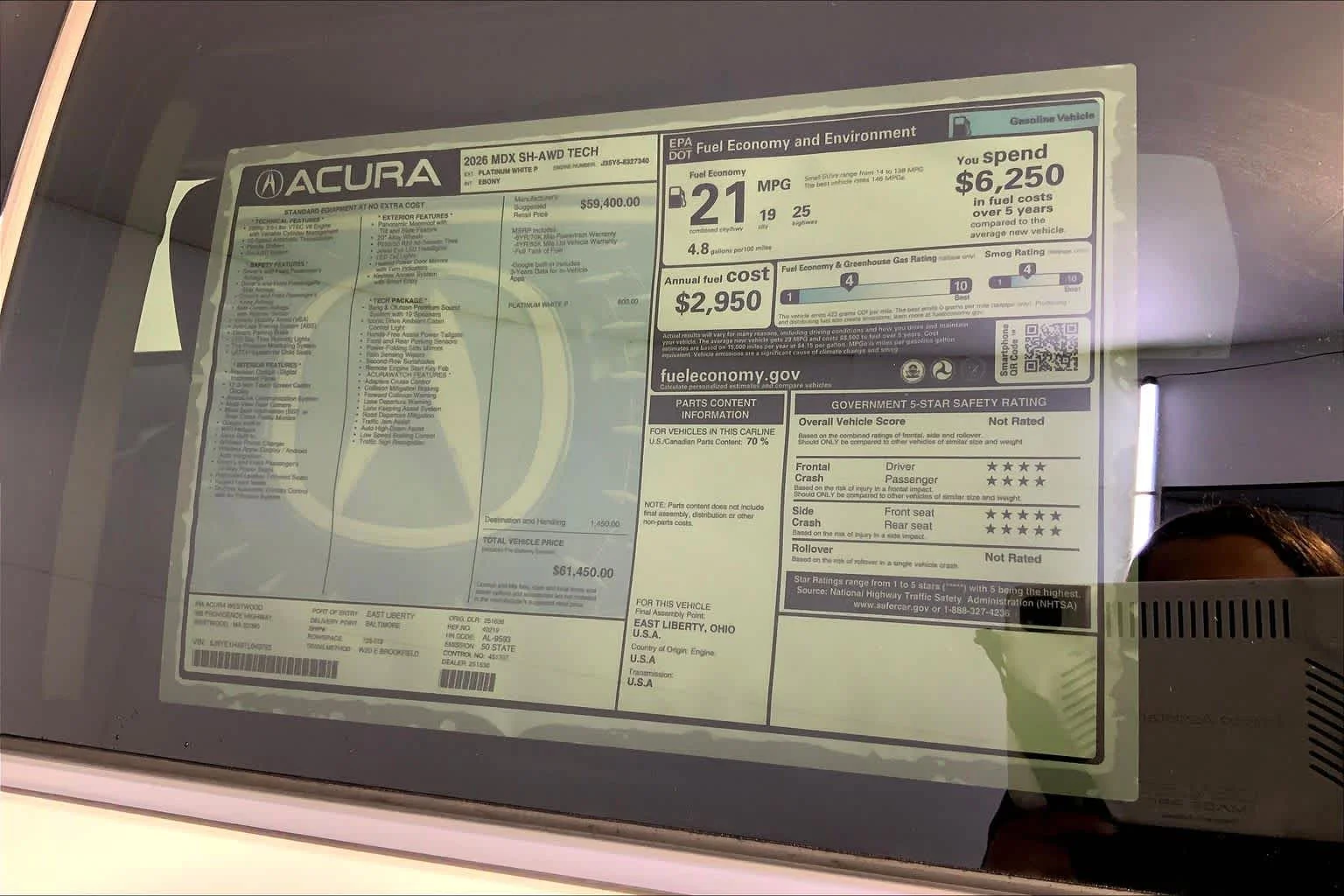 New 2026 Platinum White Pearl Acura With Technology Package image 19