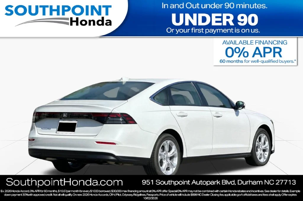 New 2026 Platinum White Pearl Honda LX image 3
