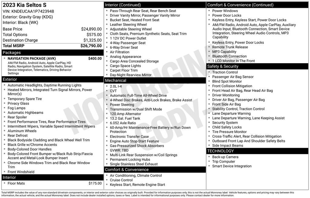 Used 2023 Gray Kia S image 8