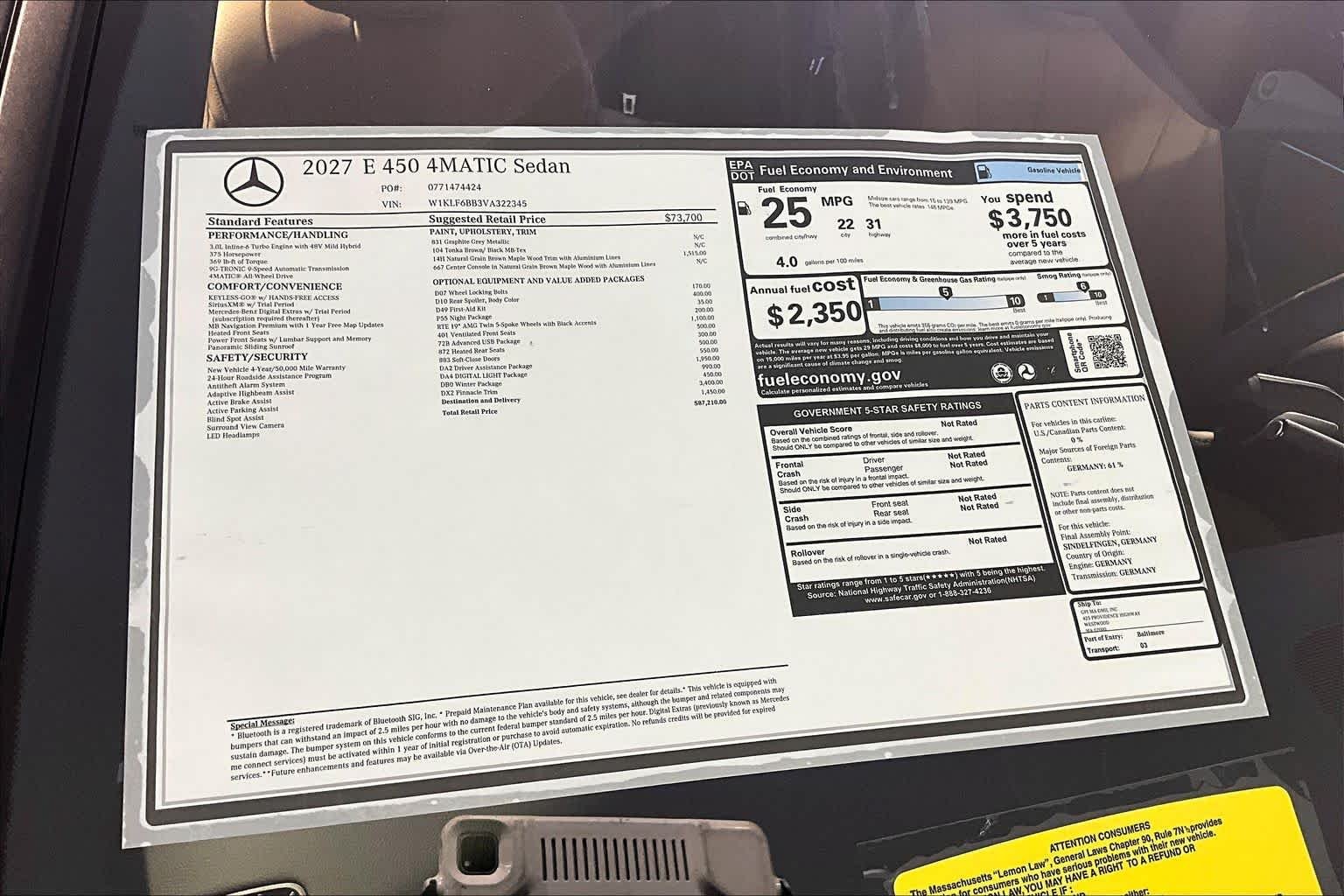 New 2027 Graphite Grey Metallic Mercedes-Benz E 450 image 18
