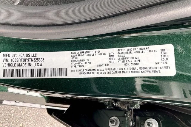New 2026 Serrano-Green Metallic Exterior Paint RAM RHO image 13