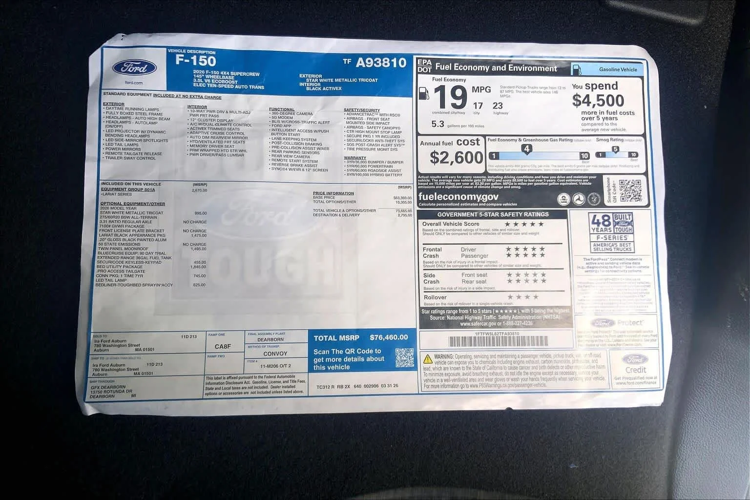 New 2026 Star White Metallic Tri-Coat Ford LARIAT image 18