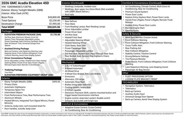 Used 2026 Ebony Twilight Metallic GMC Elevation image 5