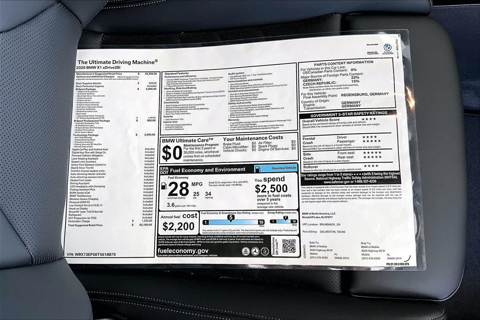 New 2026 Black Sapphire Metallic BMW xDrive28i image 20