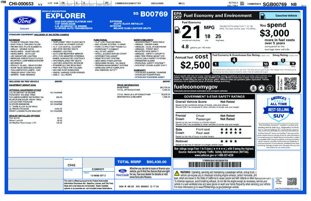 Used 2025 Black Metallic Ford Platinum image 1