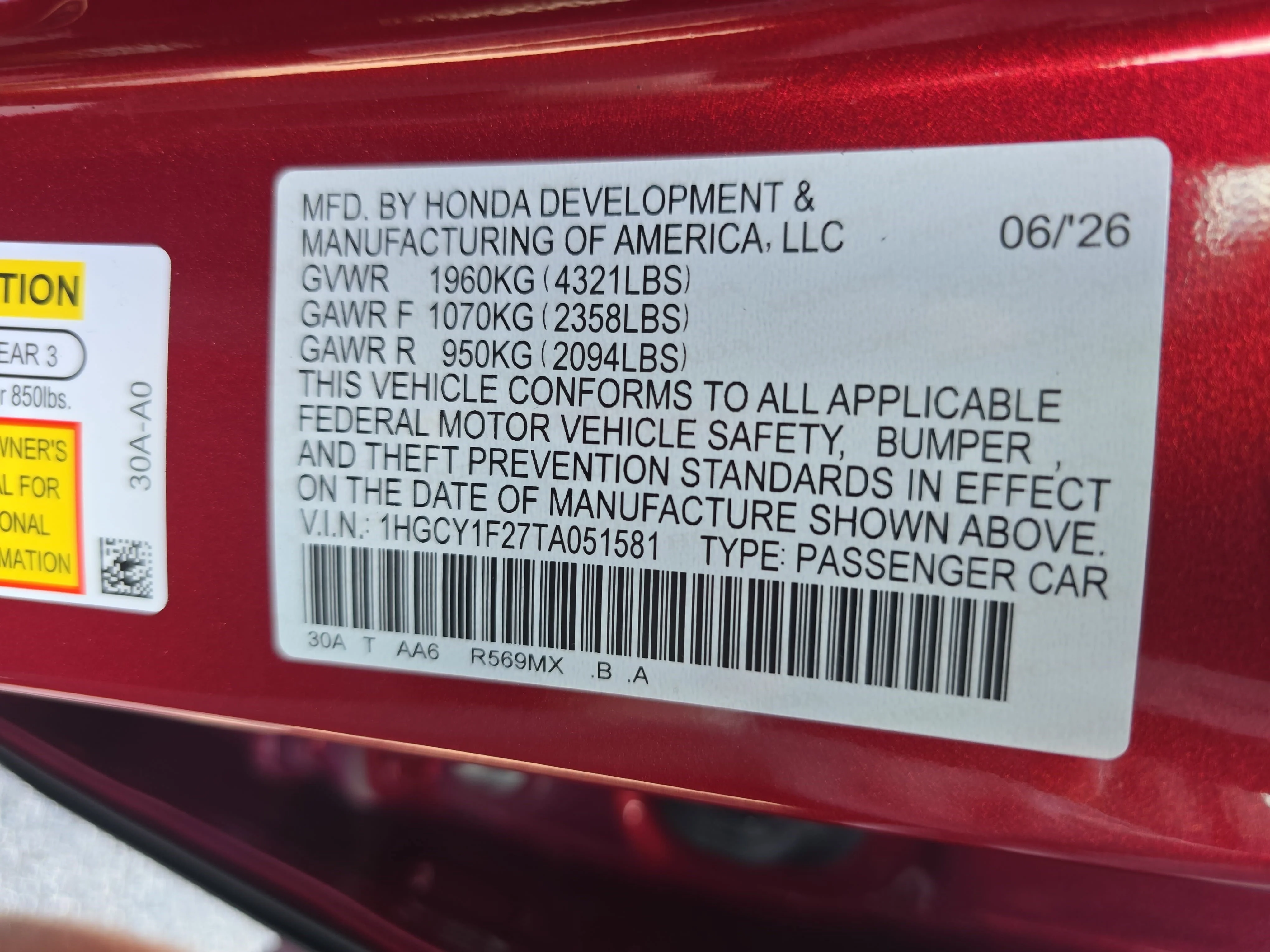 New 2026 Radiant Red Metallic Honda LX image 33