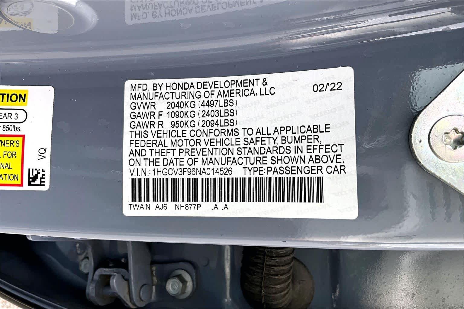 Used 2022 Sonic Gray Pearl Honda Touring image 35