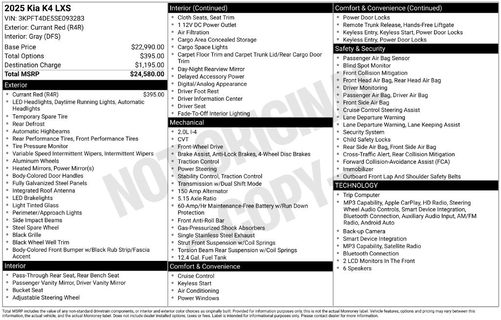 Used 2025 Red Kia LXS image 2