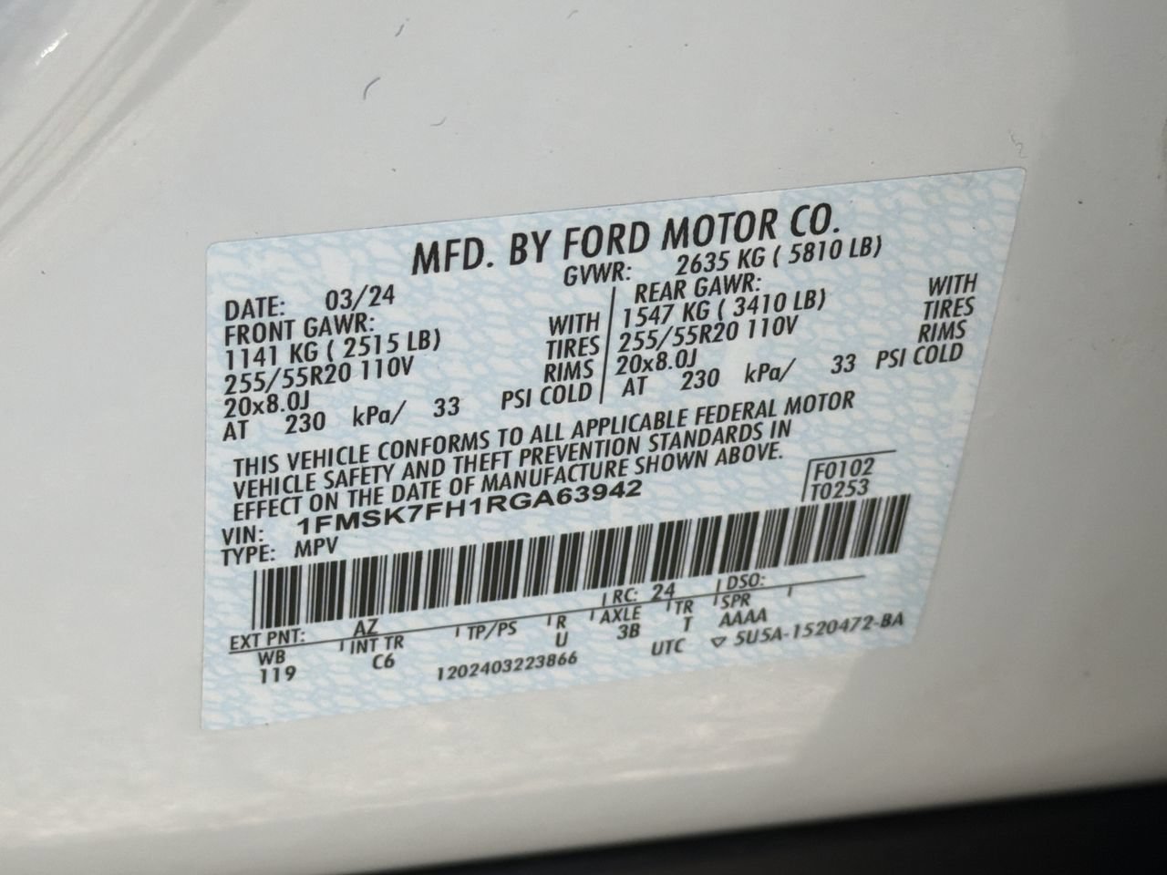 Used 2024 Star White Metallic Tri-Coat Ford Limited image 33