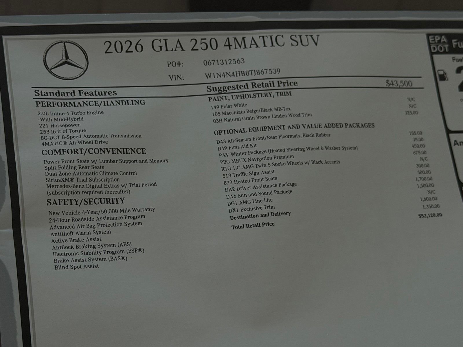 New 2026 Polar White Mercedes-Benz GLA 250 image 24