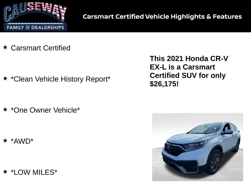 Certified Used 2021 Platinum White Pearl Honda EX-L image 2