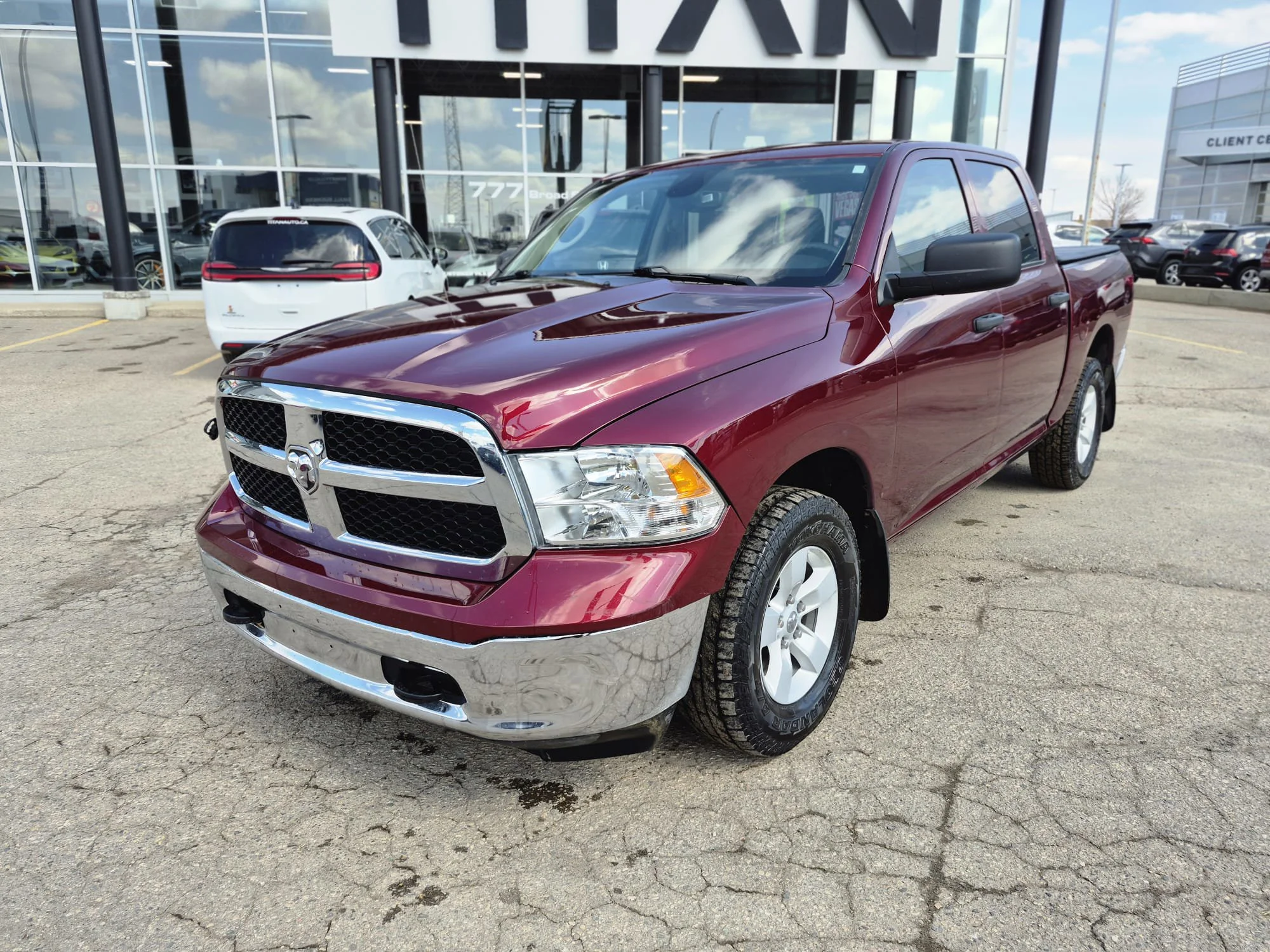 Certified Used 2023 Velvet Red Pearl Ram SLT 4X4*Velvet Red Pearl | 5.7L HEMI | 6 Pass | Htd Mirrors | Tow Pkg | Hitch | Tonneau Cover image 3