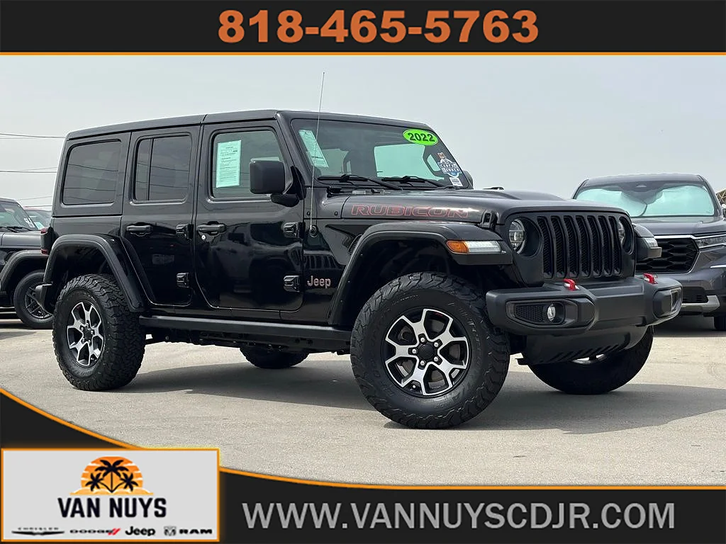 Used 2022 Black Clear Coat Jeep Rubicon image 1