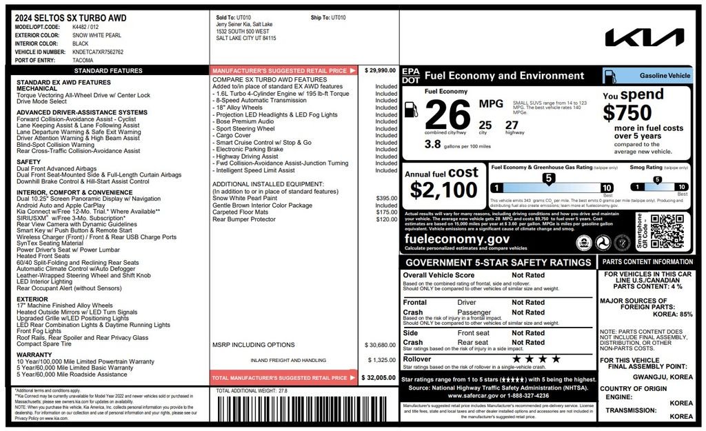 Used 2024 Snow White Pearl Kia SX image 3