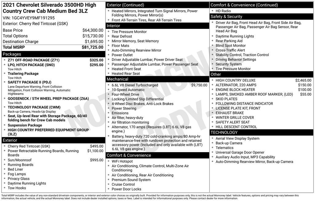 2021 Chevrolet Silverado HD High Country 4WD Crew Cab Long Box SRW's photo