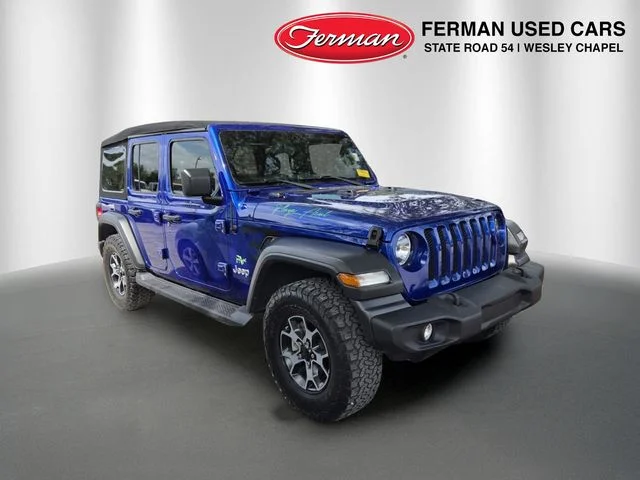 Certified Used 2020 Blue Jeep Unlimited Sport S image 1