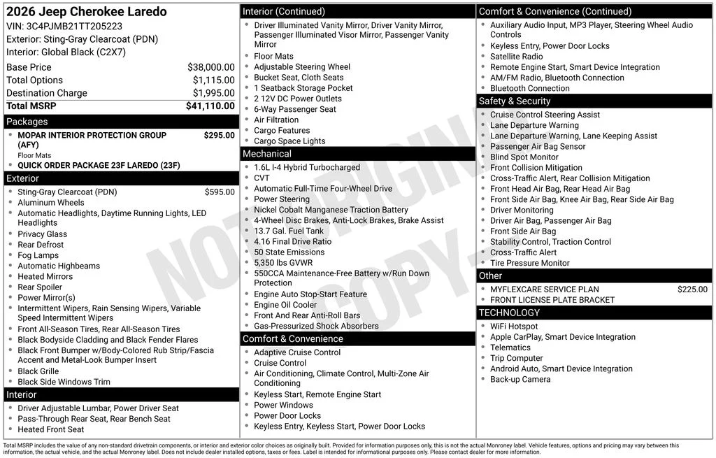 New 2026 Sting-Gray Clear-Coat Exterior Paint Jeep Laredo image 6